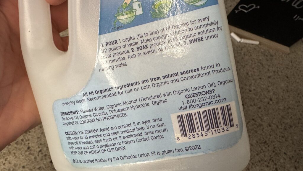 Best Organic Fruit and Veggie Wash - Fit Organic - Ingredients