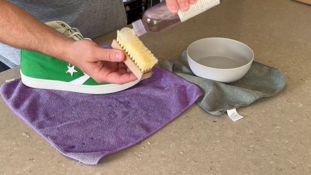 Jason Markk shoe cleaner review apply liquid directly to brush