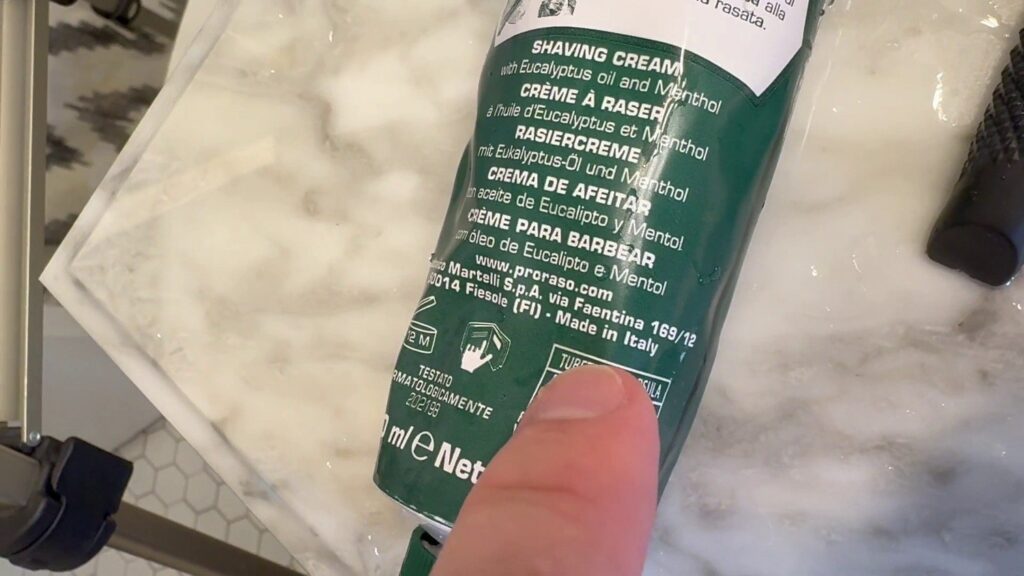Best Men's Shaving Cream for sensitive skin - Proraso - bottle showing made in Italy