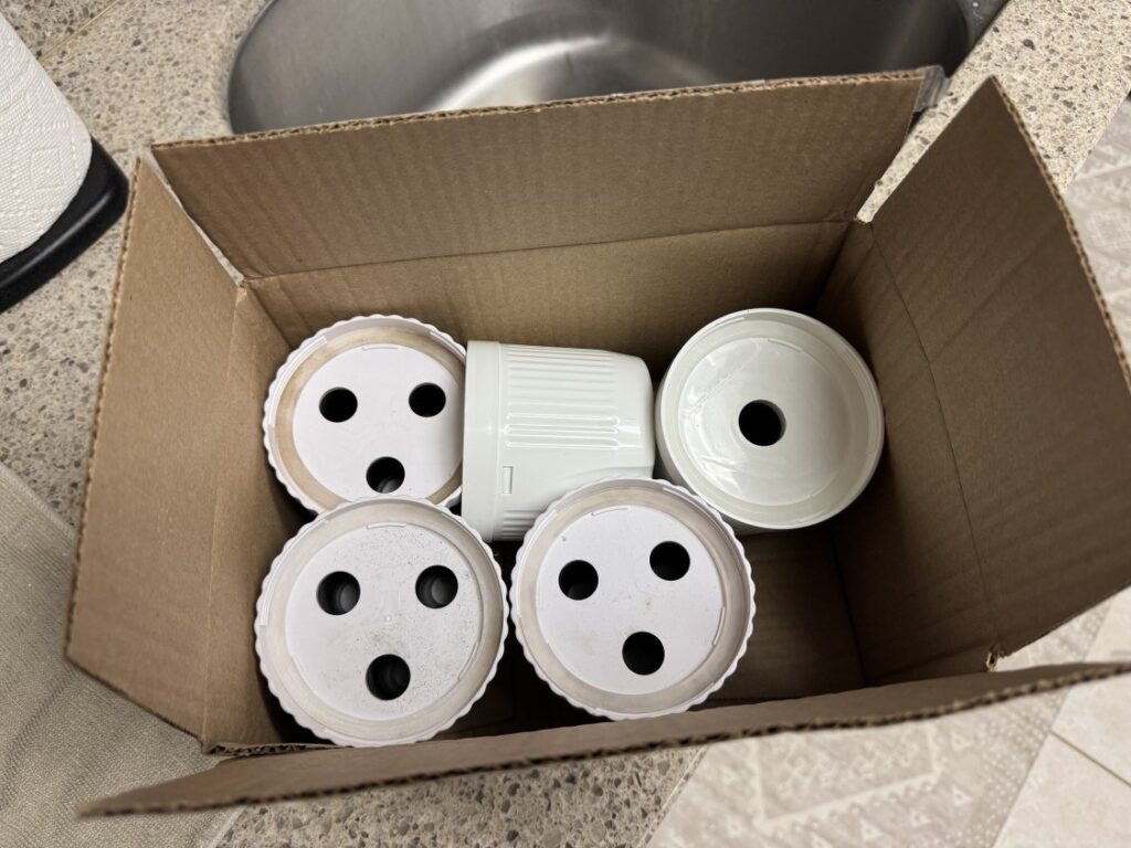 Epic Water Filters recycling program - 5 filters boxed up ready to ship