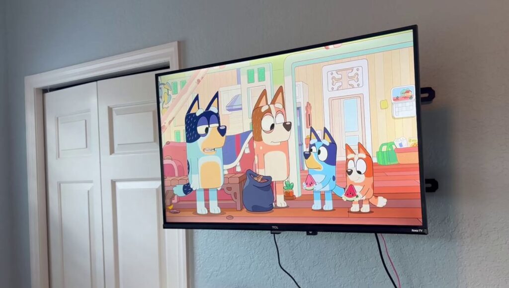 Bluey show playing in kids room on TCL 32" Smart TV with Roku