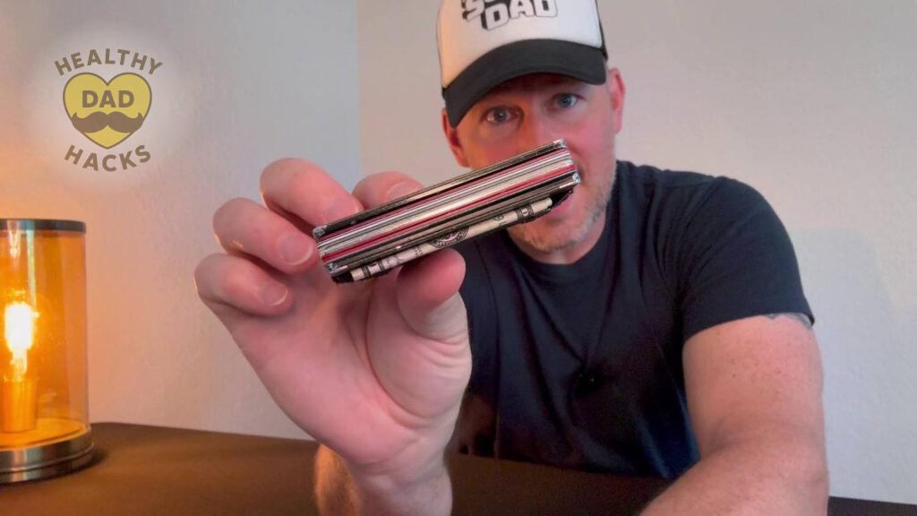 Ridge Wallet review - side shot of holding 10 cards