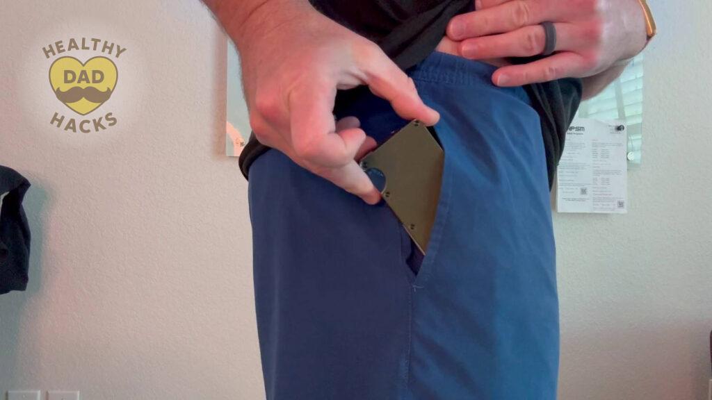 Ridge Wallet Review - sliding into shorts front pocket