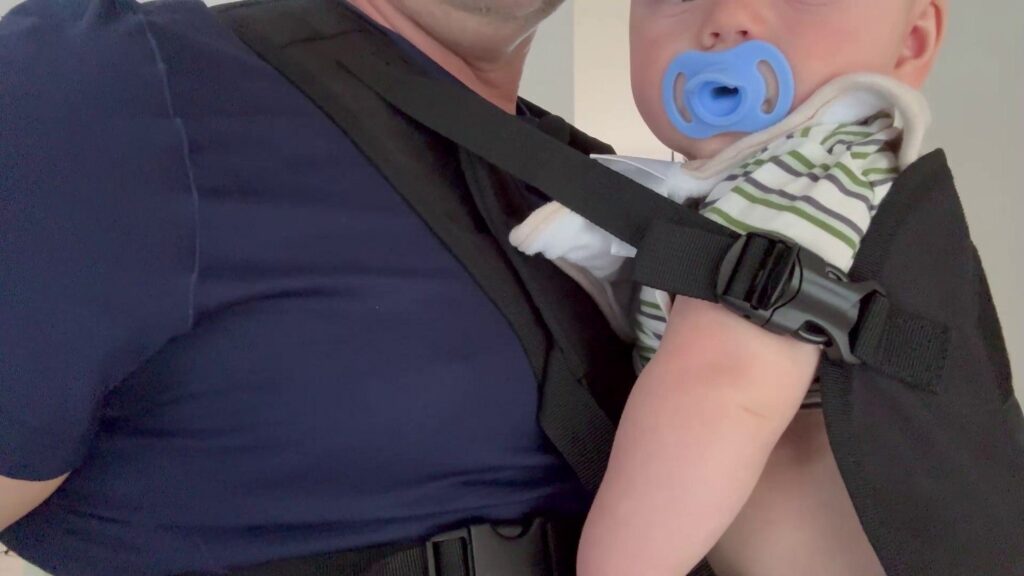 Wolf Tactical Mens Baby Carrier Review - straps with baby arm underneath