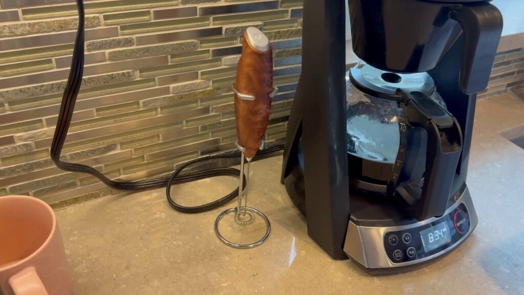 Best handheld milk frother Zulay review - stand