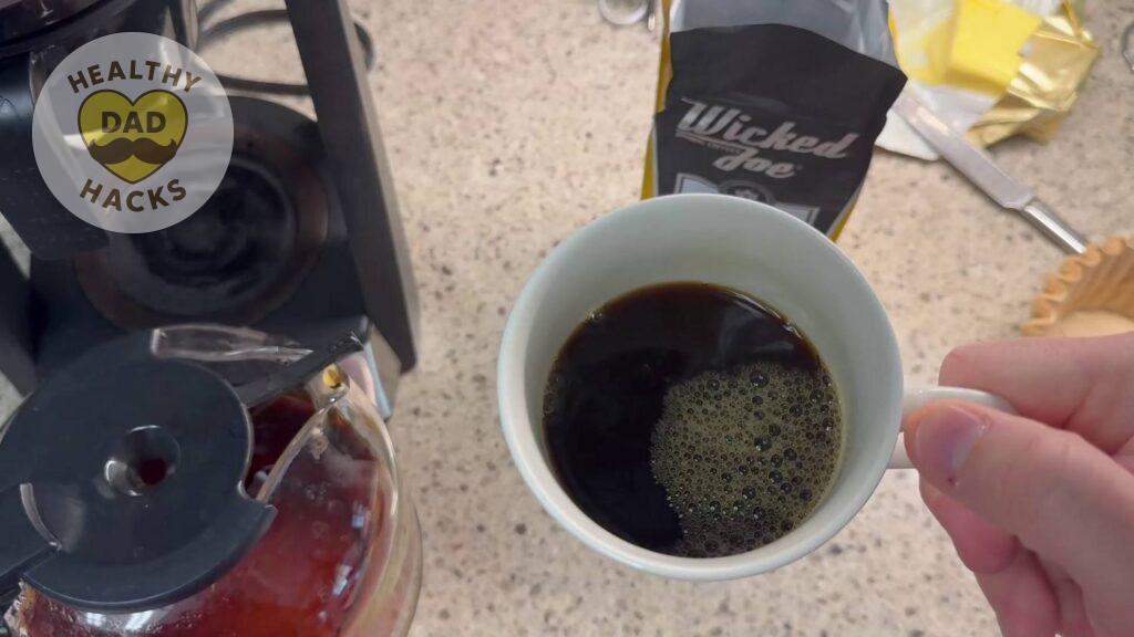 Best Organic Coffee - Wicked Joe review - closeup of brewed coffee