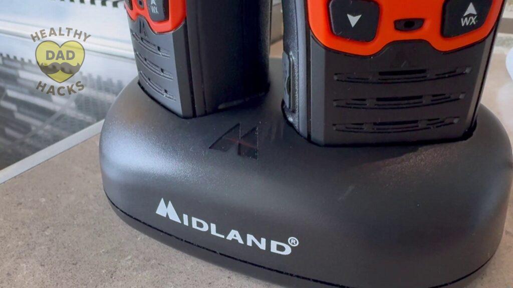 Best walkie talkies for kids Midland review - charging dock