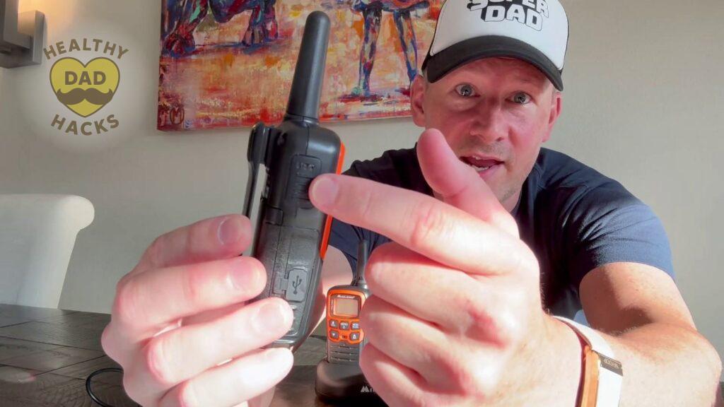 Best walkie talkies for kids Midland review - push to talk button