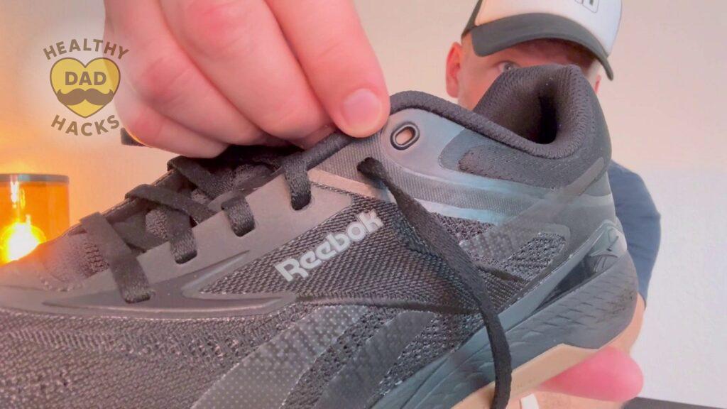 Reebok Nano X5 Mens Shoe review by a CrossFit Dad - top lacing hole