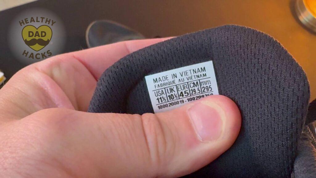 Reebok Nano X5 Mens Shoe review by a CrossFit Dad - size on tongue