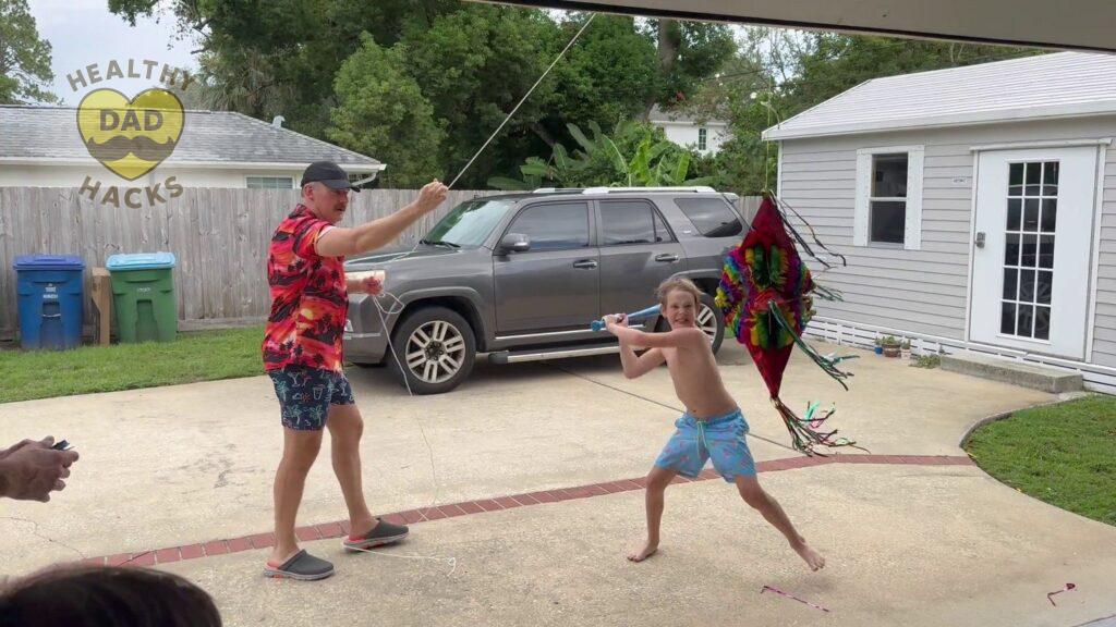 In action - Strong birthday piñata for adults and kids - Mexican star piñata review