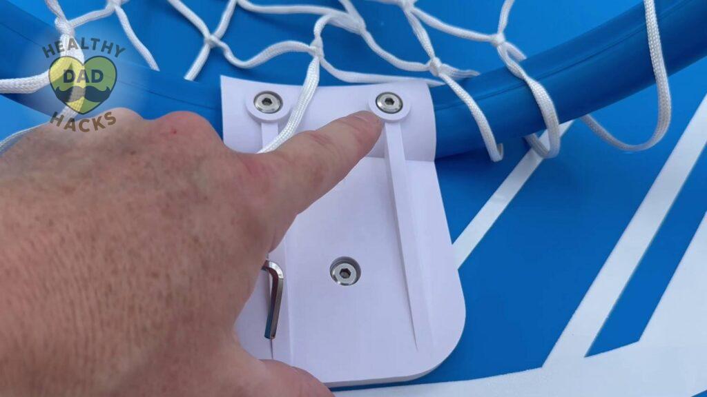 Best swimming pool basketball hoop - GoSports Splash Hoop PRO review - assembly screws