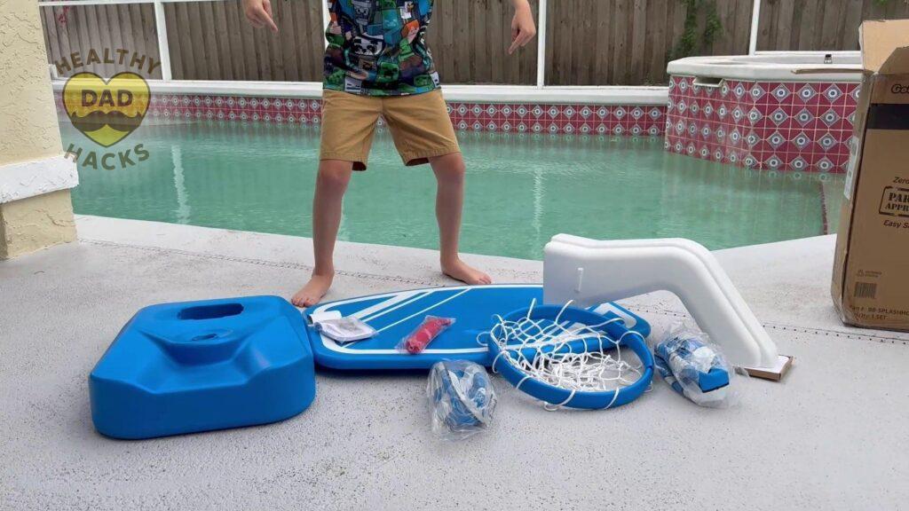 Best swimming pool basketball hoop - GoSports Splash Hoop PRO review - assembly