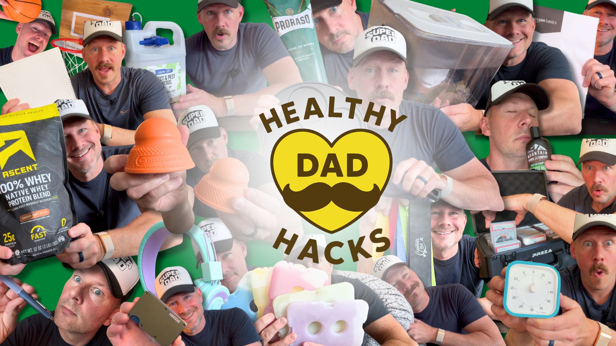 Healthy Dad Hacks product montage with logo