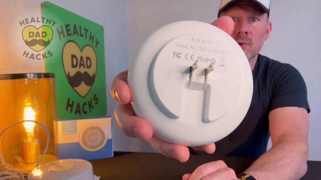 Calm Me Sound Machine upclose plug for wall