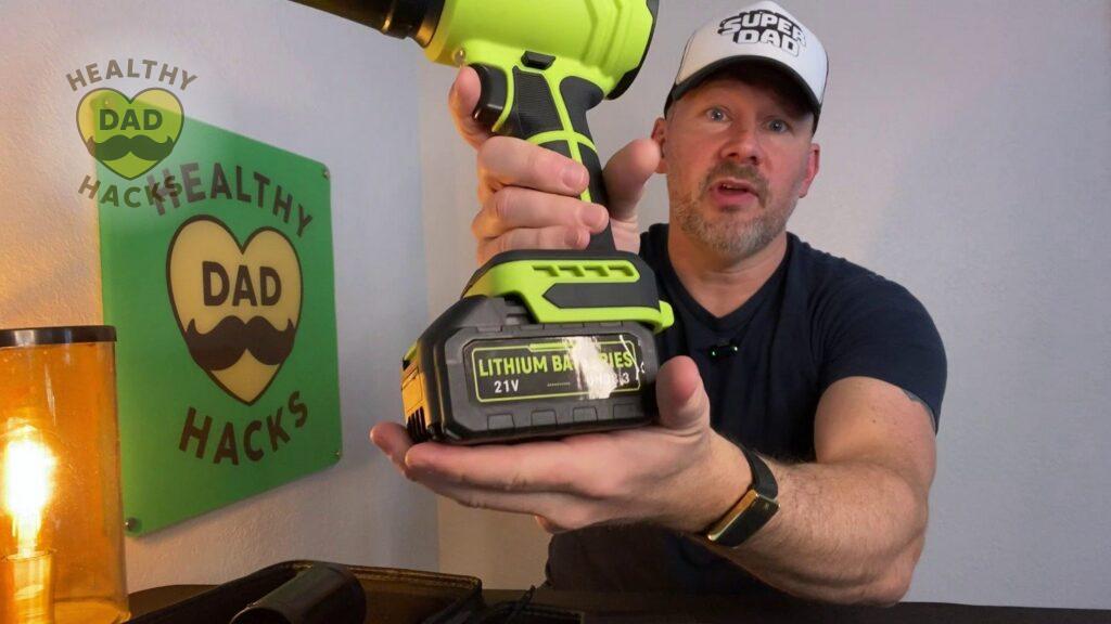 Yuquesen handheld cordless leaf blower rechargeable battery slides on easily