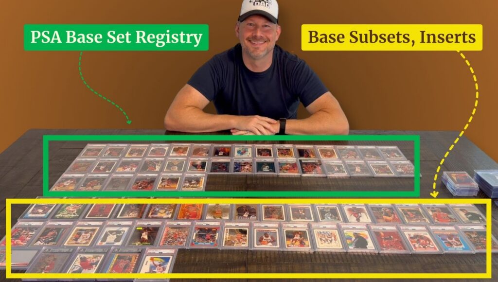 Eric's Jordan card collection - PSA Base Set registry and Subsets, Inserts laid out on table