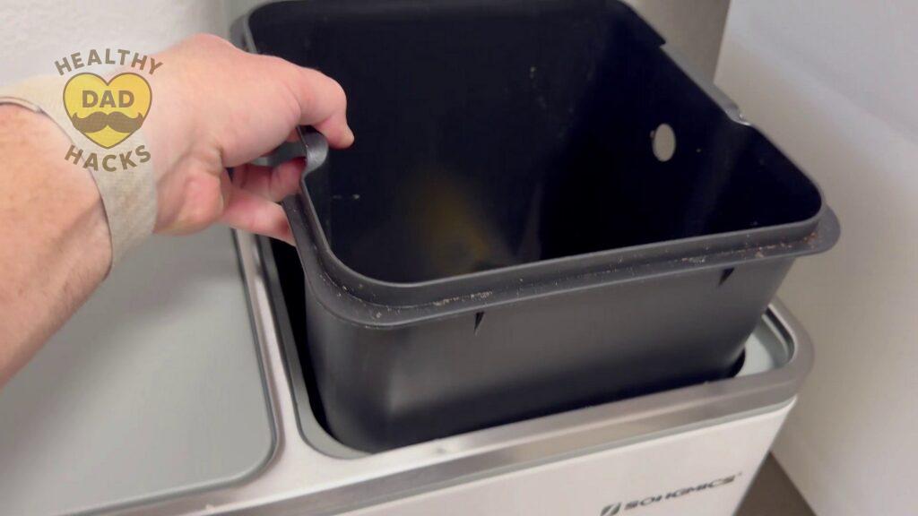SONGMICS kitchen dual trash review - plastic bins can come out
