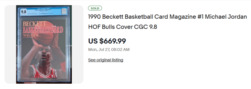 Beckett Basketball Issue #1 sale of CGC on ebay